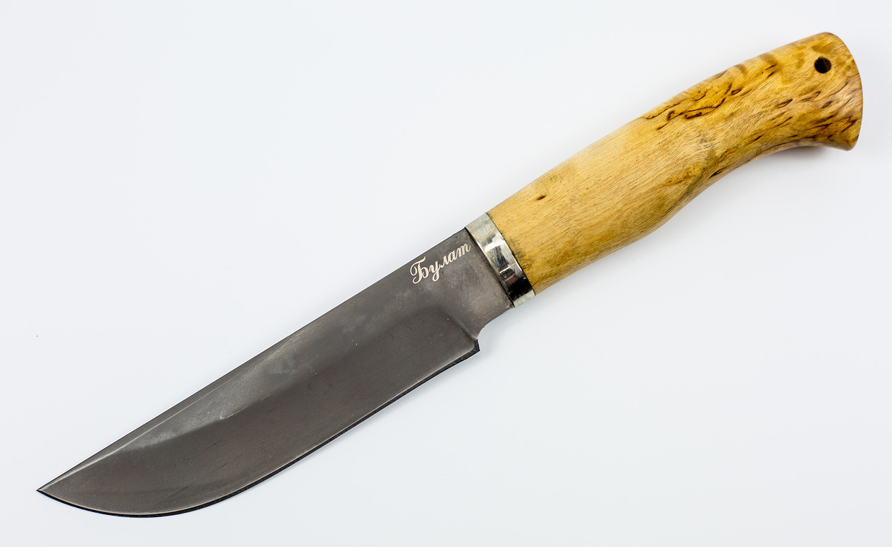 фото Нож егерь, сталь булат, карельская береза промтехснаб