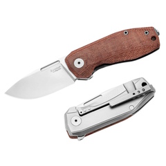 Фото Складной нож LionSteel NANO, сталь MagnaCut, рукоять титан/микарта, коричневый