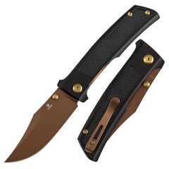Фото Складной нож Tenable Bison, сталь Nitro-V, рукоять алюминий, черный