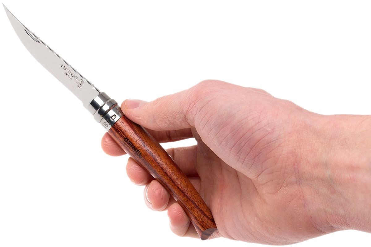 Нож складной филейный Opinel №8 VRI Folding Slim Bubinga, сталь Sandvik 12C27, рукоять из дерева бубинго, 000015 - фото 5