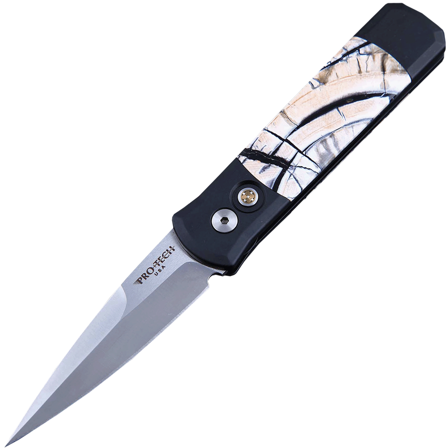 фото Автоматический складной нож pro-tech santa fe stoneworks godson customized, сталь 154cm, рукоять алюминий, накладки белый бивень мамонта
