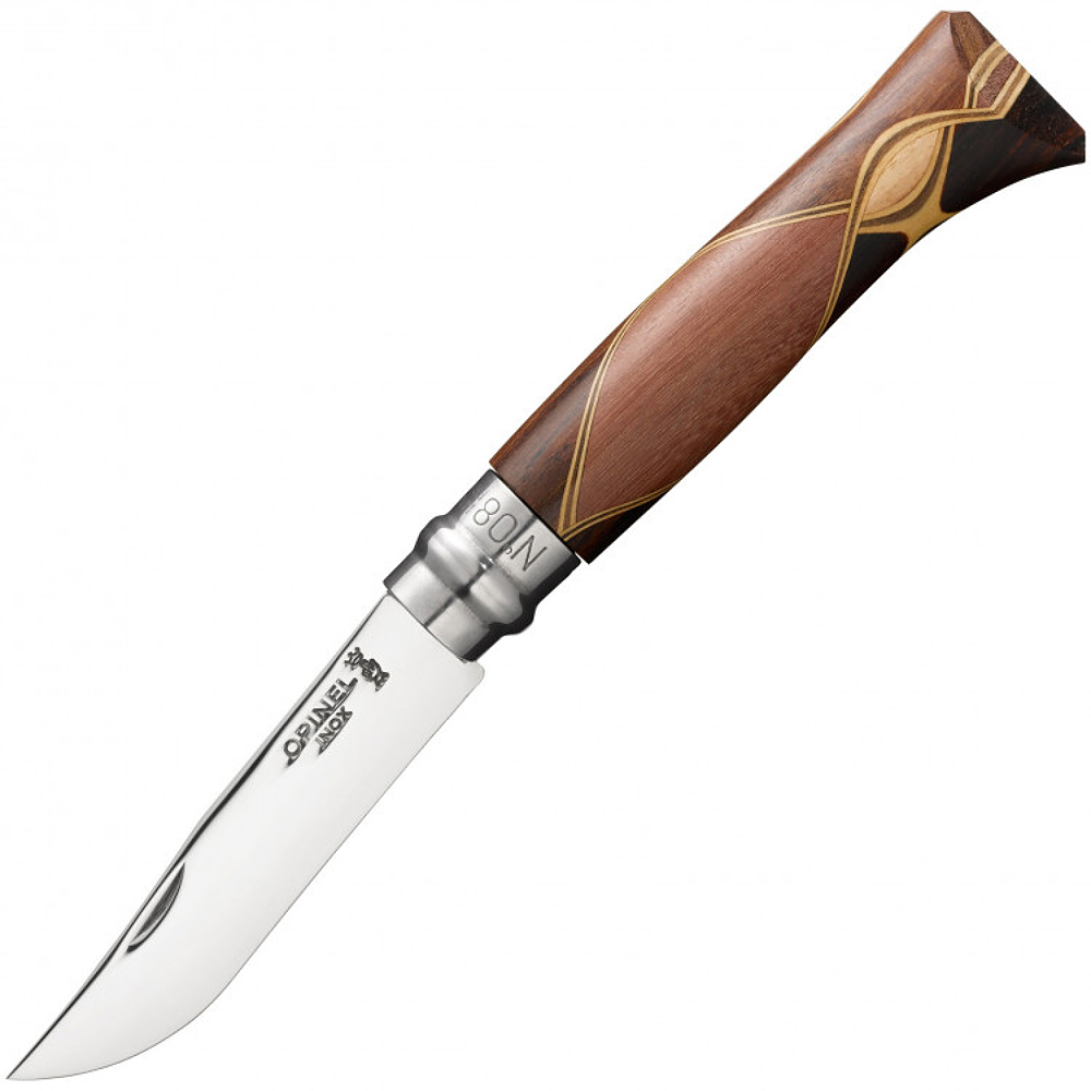 фото Складной нож opinel №8 vri luxury tradition chaperon, нержавеющая сталь sandvik 12c27, африканское дерево, 001399, подарочная упаковка