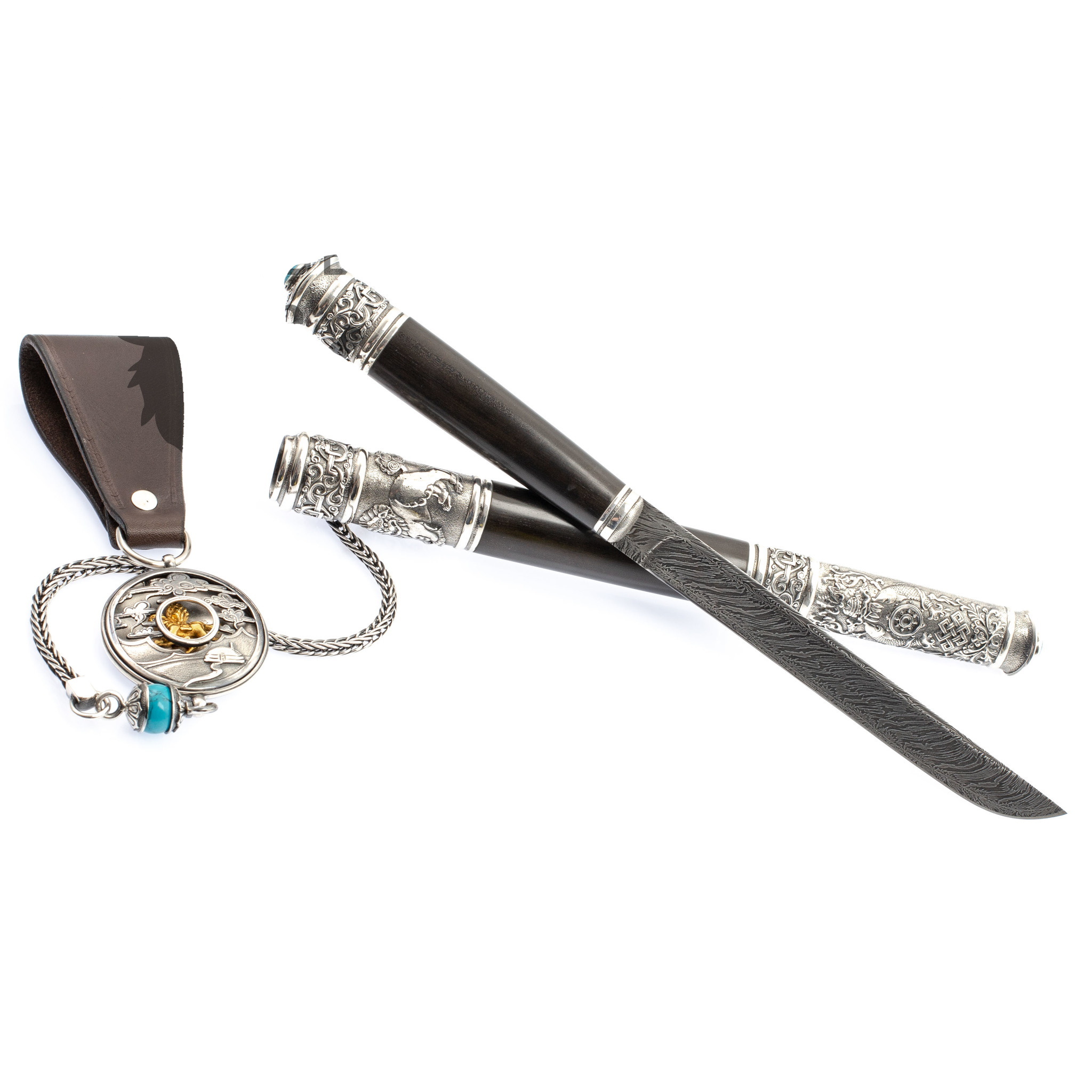 фото Подарочный нож бурятский с подвесом, клинок нерж. сталь, рукоять дерево арт-мастерская баясхаланова