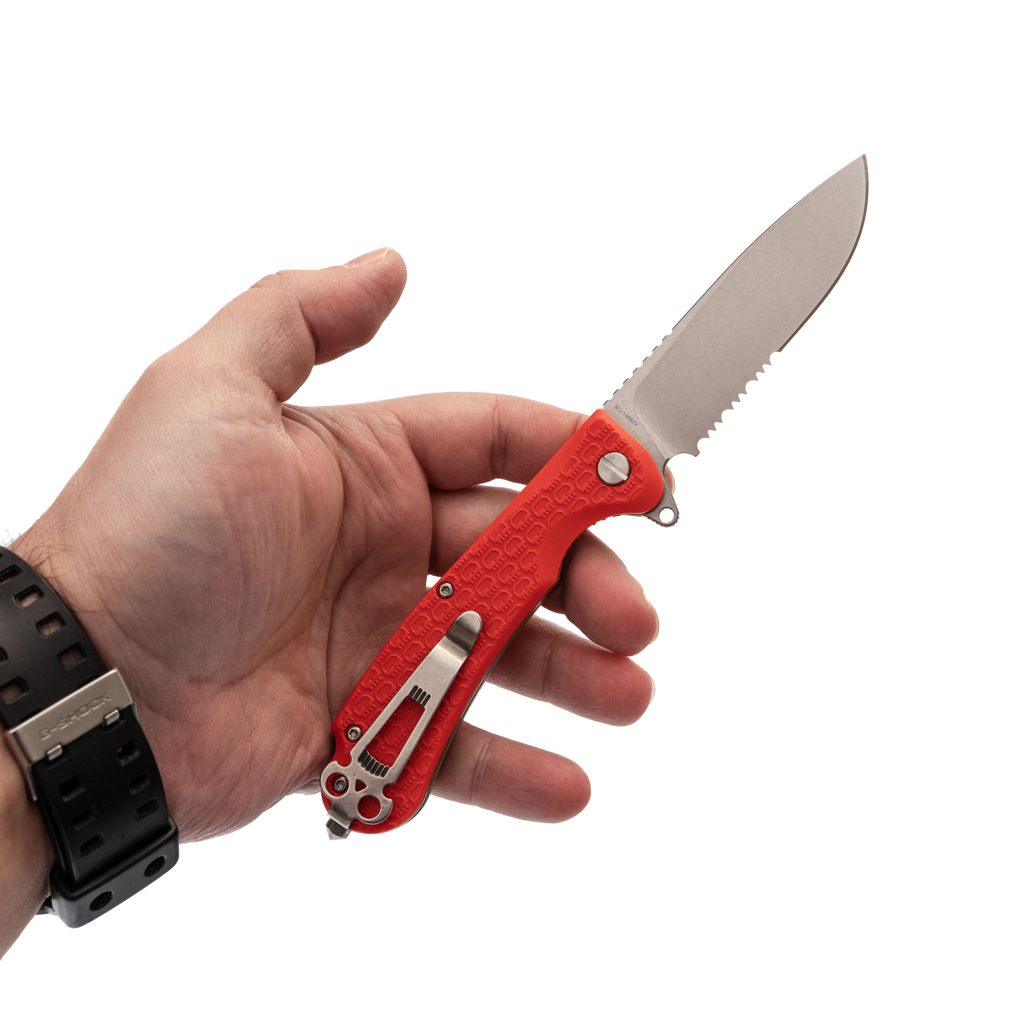 Складной нож Daggerr Wocket Orange SW Serrated, сталь 8Cr14MoV, рукоять FRN - фото 7