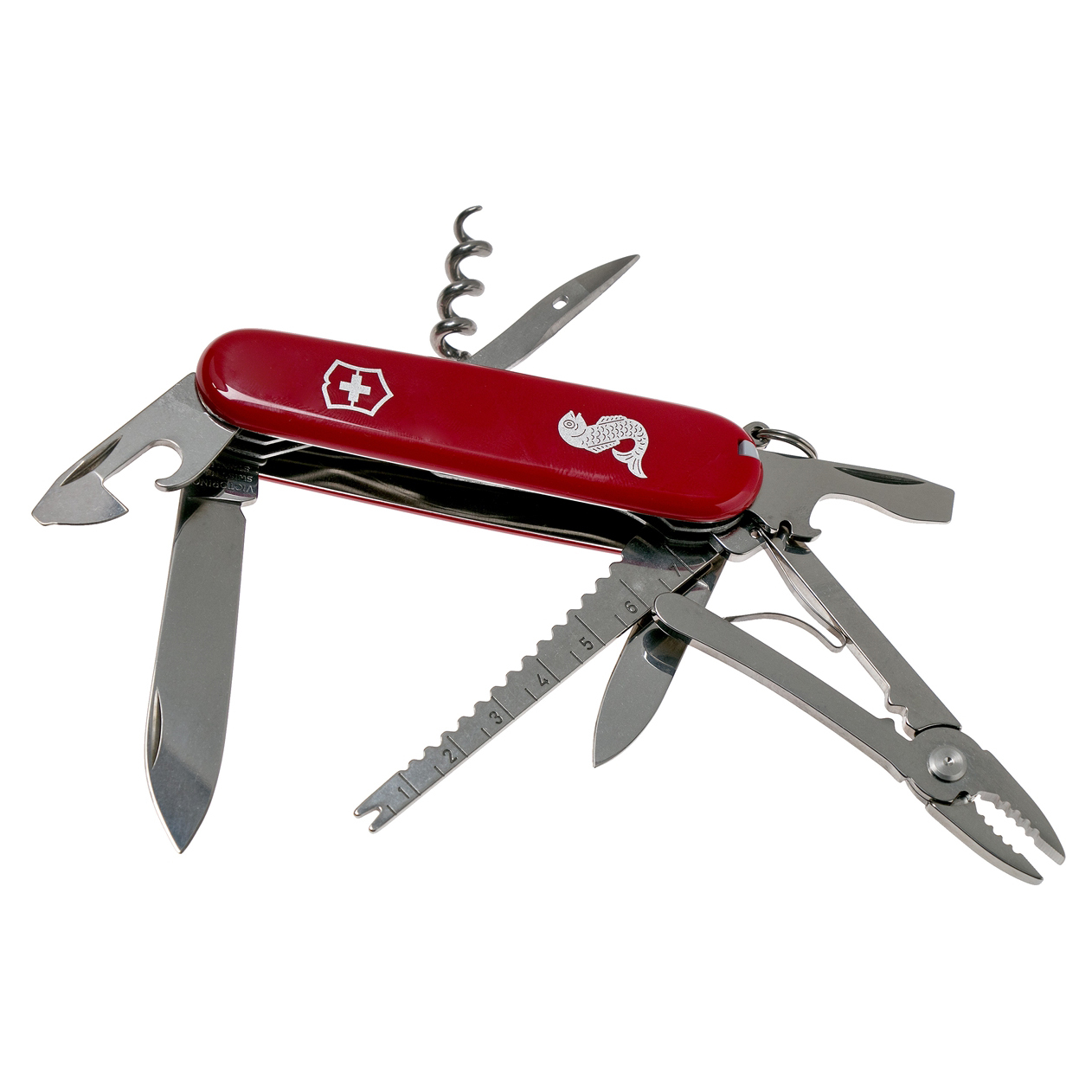 фото Нож перочинный victorinox angler, сталь x55crmo14, рукоять cellidor®, красный