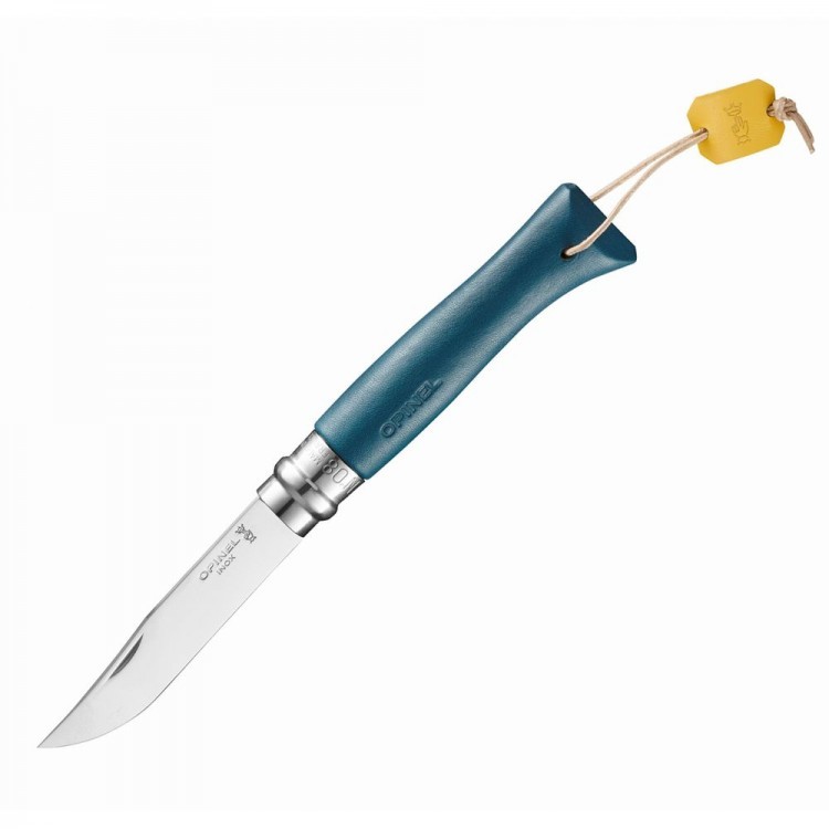 Нож складной Opinel №8 Blue Leather, сталь Sandvik™ 12С27, покрытие рукояти кожа, 001977