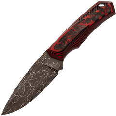 Фото Нож Pocket Wolf Мини Тактик, сталь K340, рукоять G10/хаотичный карбон, красный