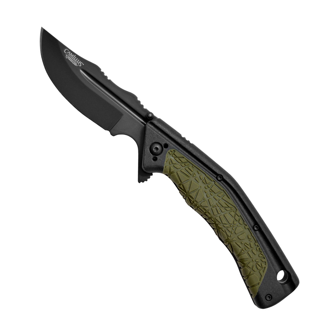 Складной нож Camillus FK-7 Drop Point, сталь AUS-8, рукоять термопластик GFN, чёрно-зеленый от Ножиков