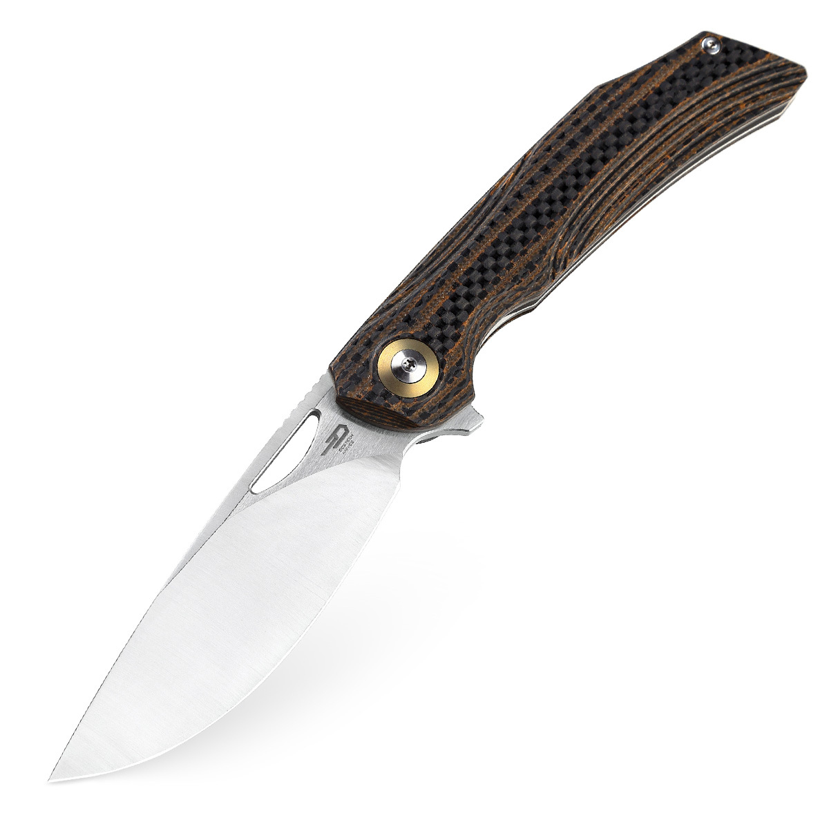 Складной нож Bestech Falko, сталь 154CM, рукоять G10/Carbon fiber, оранжевый