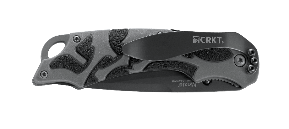 Полуавтоматический складной нож Moxie Silver, CRKT 1102, сталь 8Cr14MoV Black Oxide, рукоять термопластик/резина, серый - фото 5