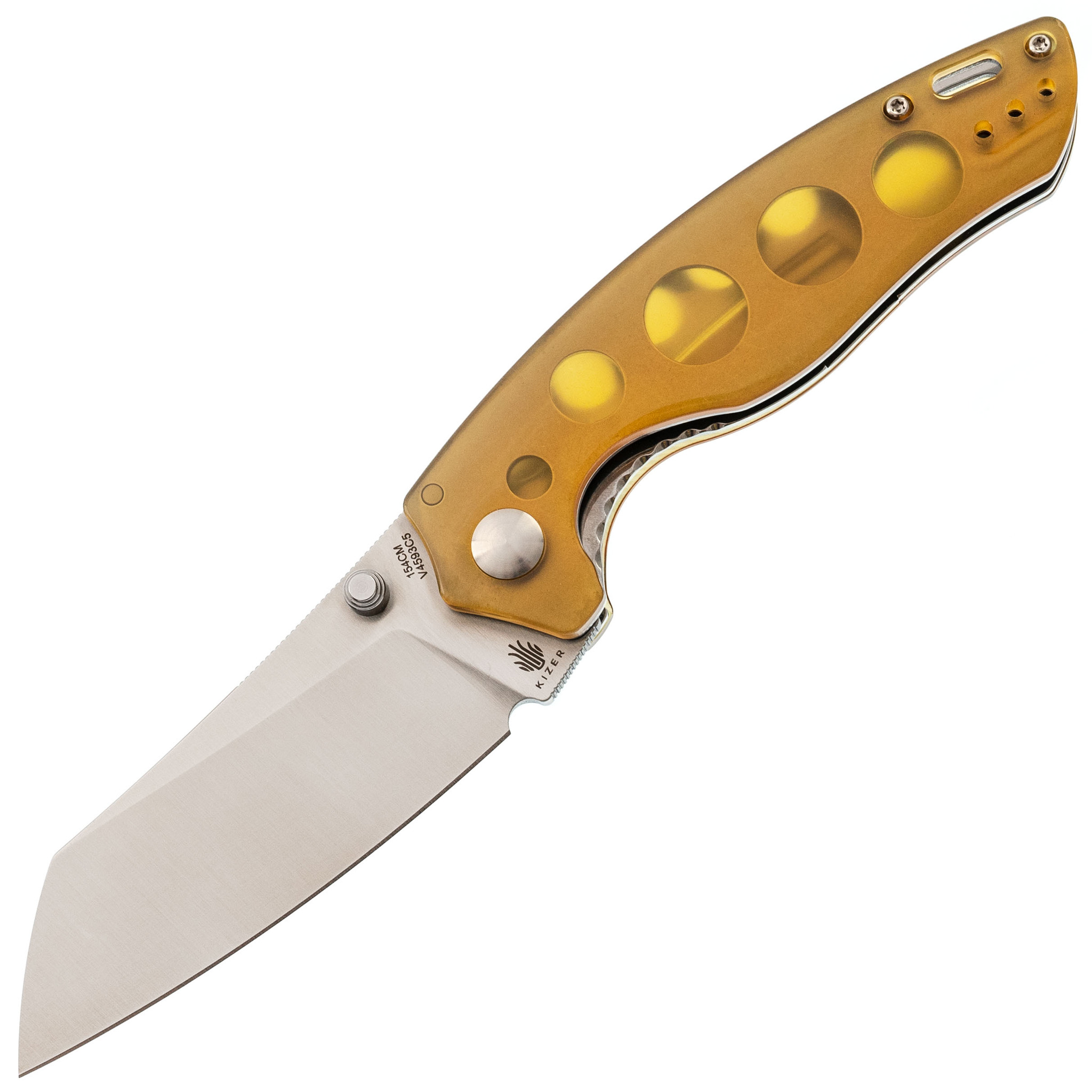 Складной нож Kizer Towser K, сталь 154CM, рукоять PEI, желтый - фото 1