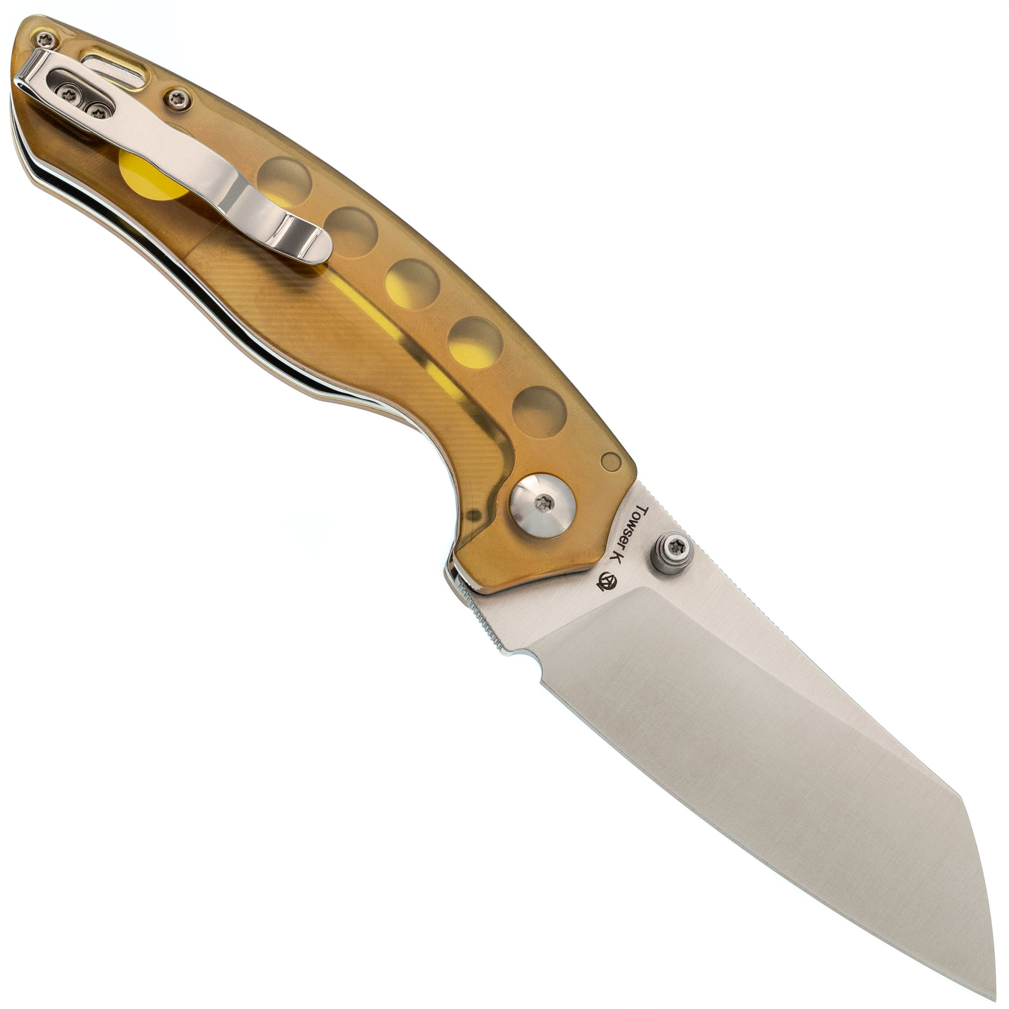 Складной нож Kizer Towser K, сталь 154CM, рукоять PEI, желтый - фото 3