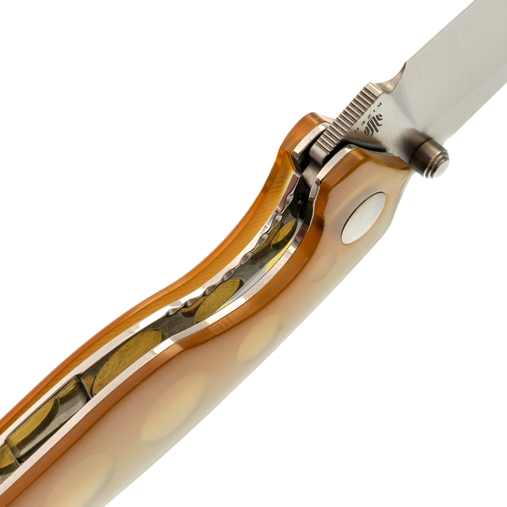 Складной нож Kizer Towser K, сталь 154CM, рукоять PEI, желтый - фото 6