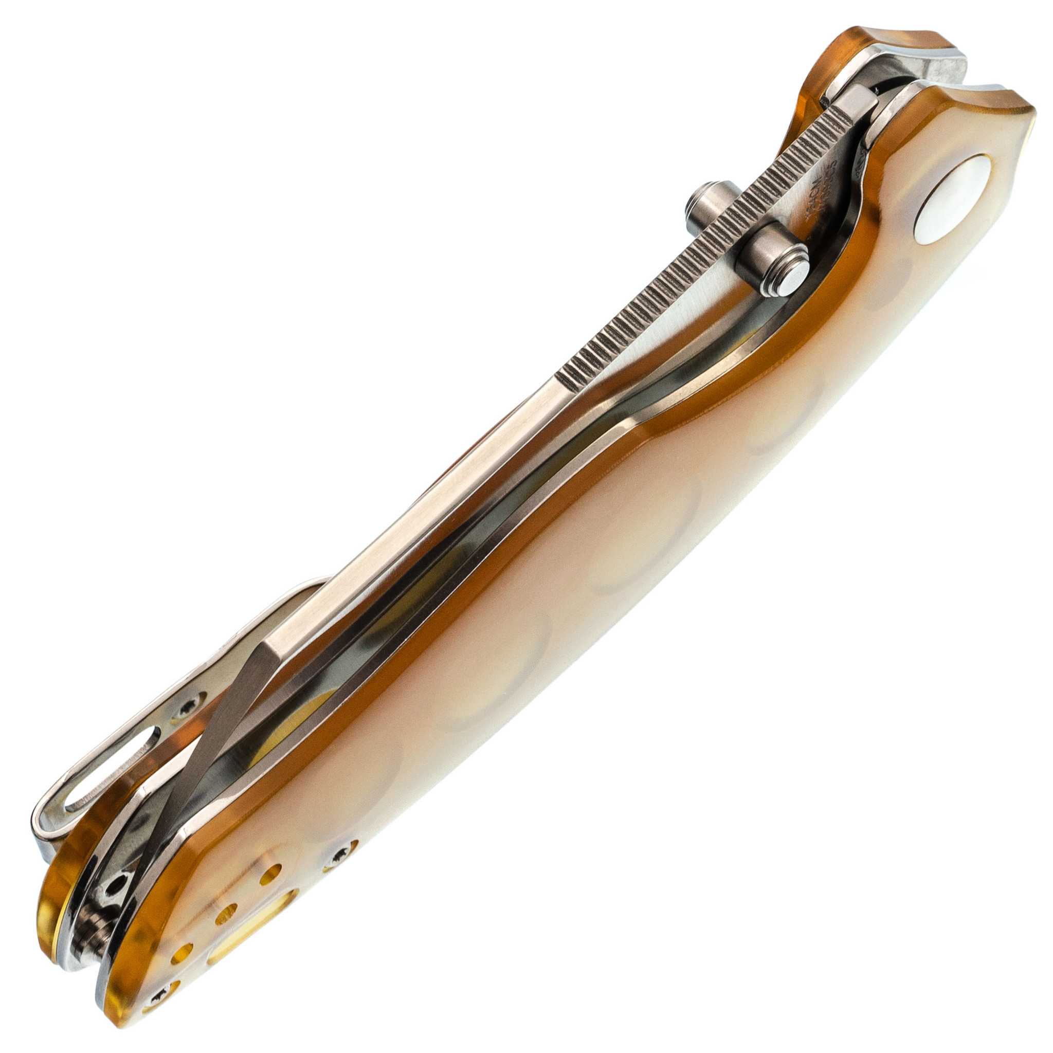 Складной нож Kizer Towser K, сталь 154CM, рукоять PEI, желтый - фото 10