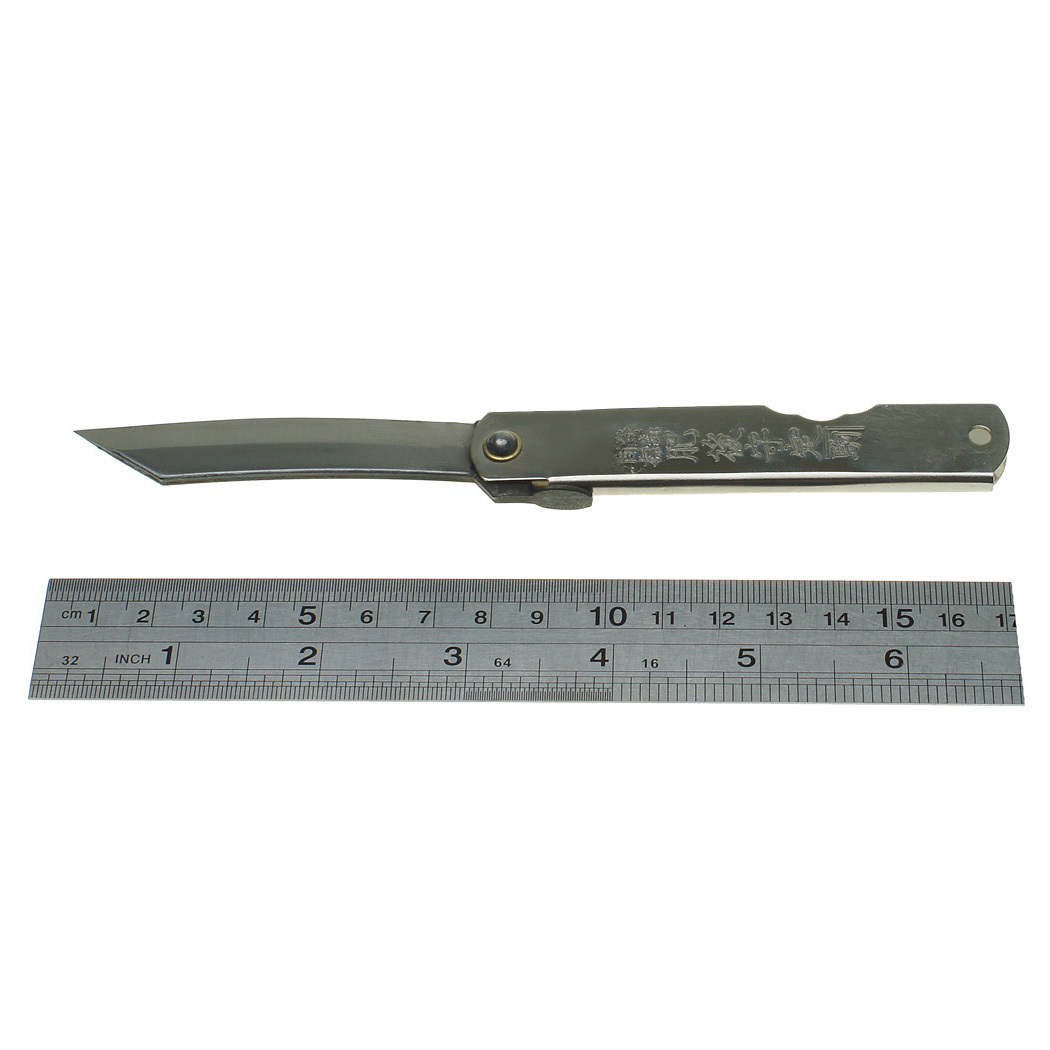 Нож складной Higonokami Reverse Tanto, сталь AoGami, рукоять нержавеющая сталь, серый - фото 5