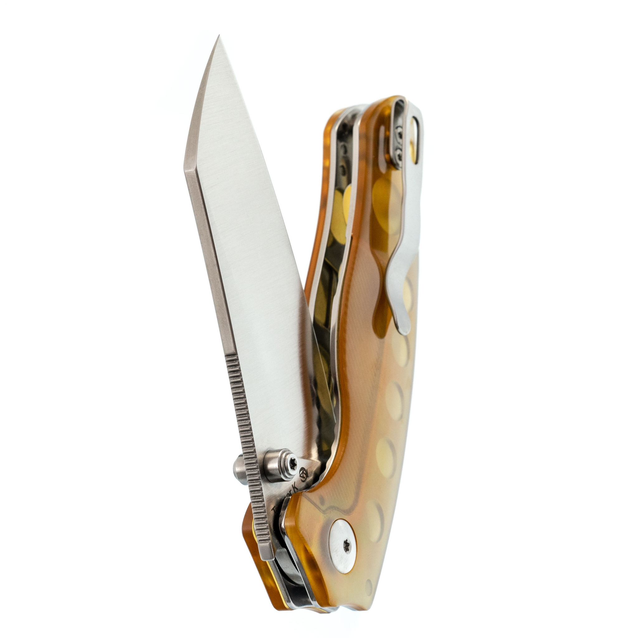 Складной нож Kizer Towser K, сталь 154CM, рукоять PEI, желтый - фото 5