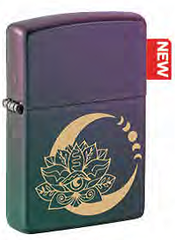 Фото Зажигалка ZIPPO Lotus Moon с покрытием Iridescent, латунь/сталь, черная