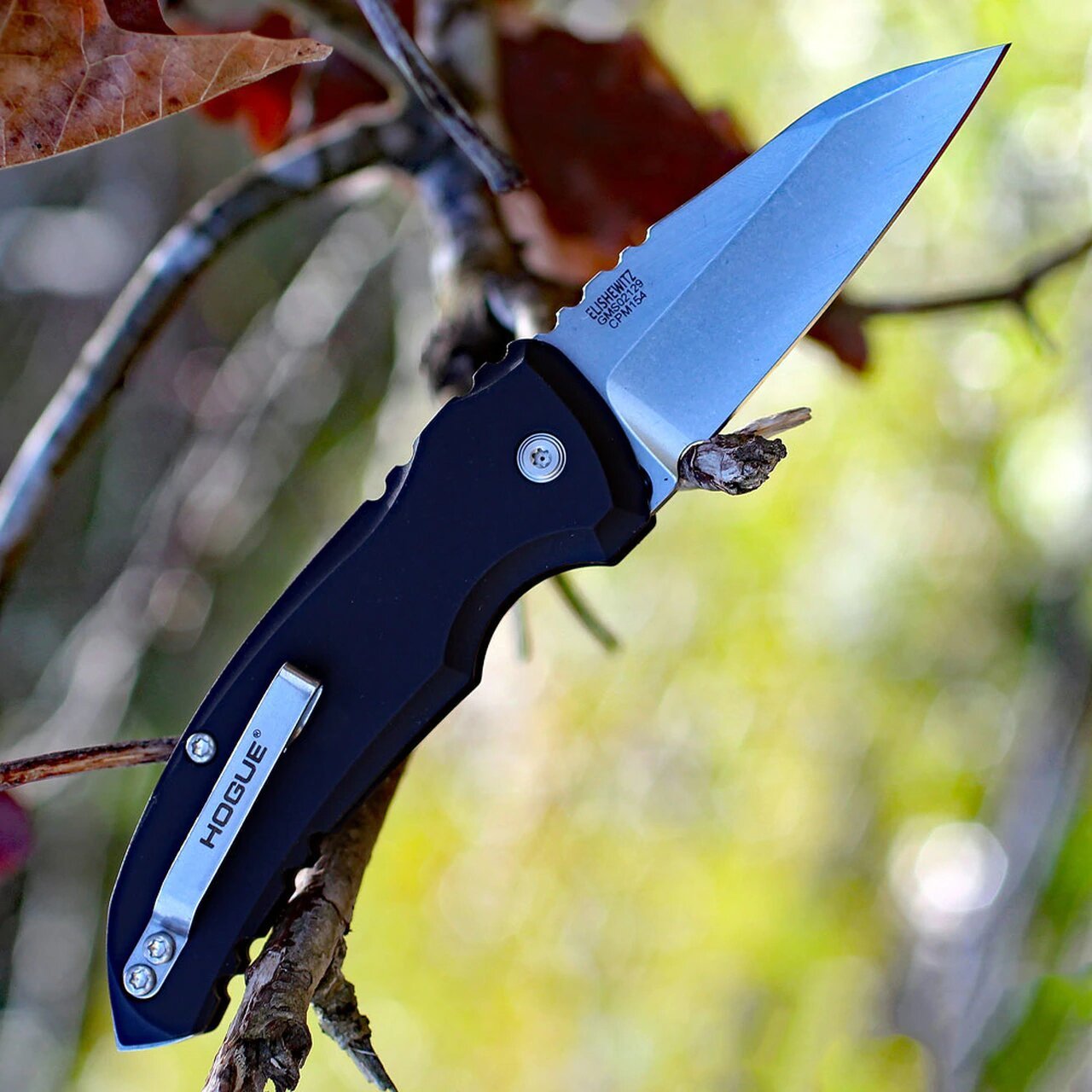 фото Складной нож hogue a01-microswitch, сталь cpm 154, рукоять алюминиевый сплав, чёрный
