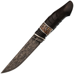 Фото Авторский нож Ягуар, сталь мозаичный дамаск, подарочная шкатулка