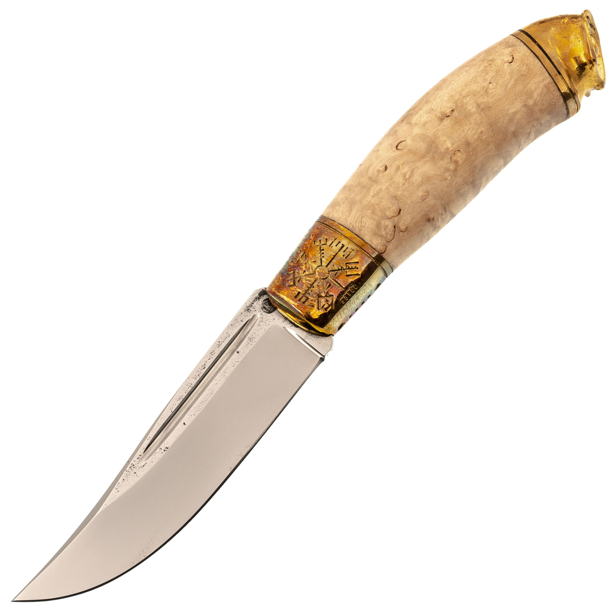 Нож Сова, сталь Х12МФ, рукоять карельская береза, латунь нож финка нквд сталь булат стабилизированная коричневая карельская береза