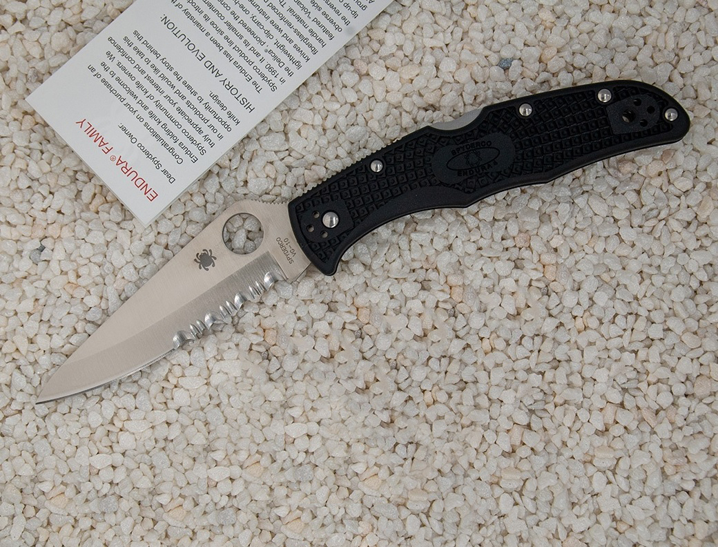 Складной нож Spyderco Endura 4 - 10PSBK, сталь VG-10 Satin Combo, рукоять термопластик FRN, чёрный - фото 2
