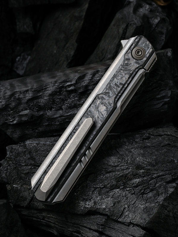 фото Складной нож we knife peer gray, cpm 20cv, титан/карбон