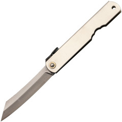 Фото Нож складной Higonokami Nagao Kanekoma, 80мм, сталь SK-5 3 слоя, рукоять нержавеющая сталь серебристая