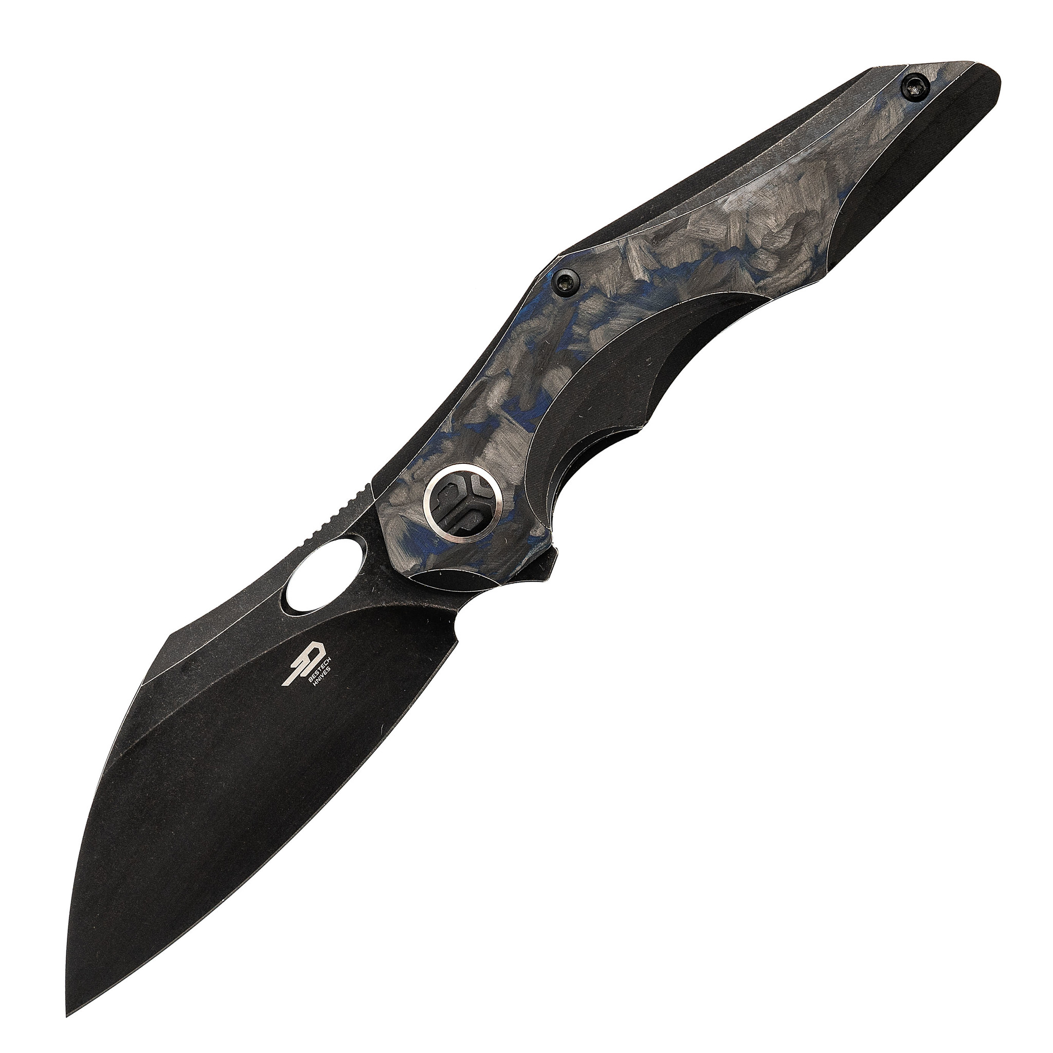Складной нож Bestech Nogard, сталь M390, Titanium Black/Blue Carbon