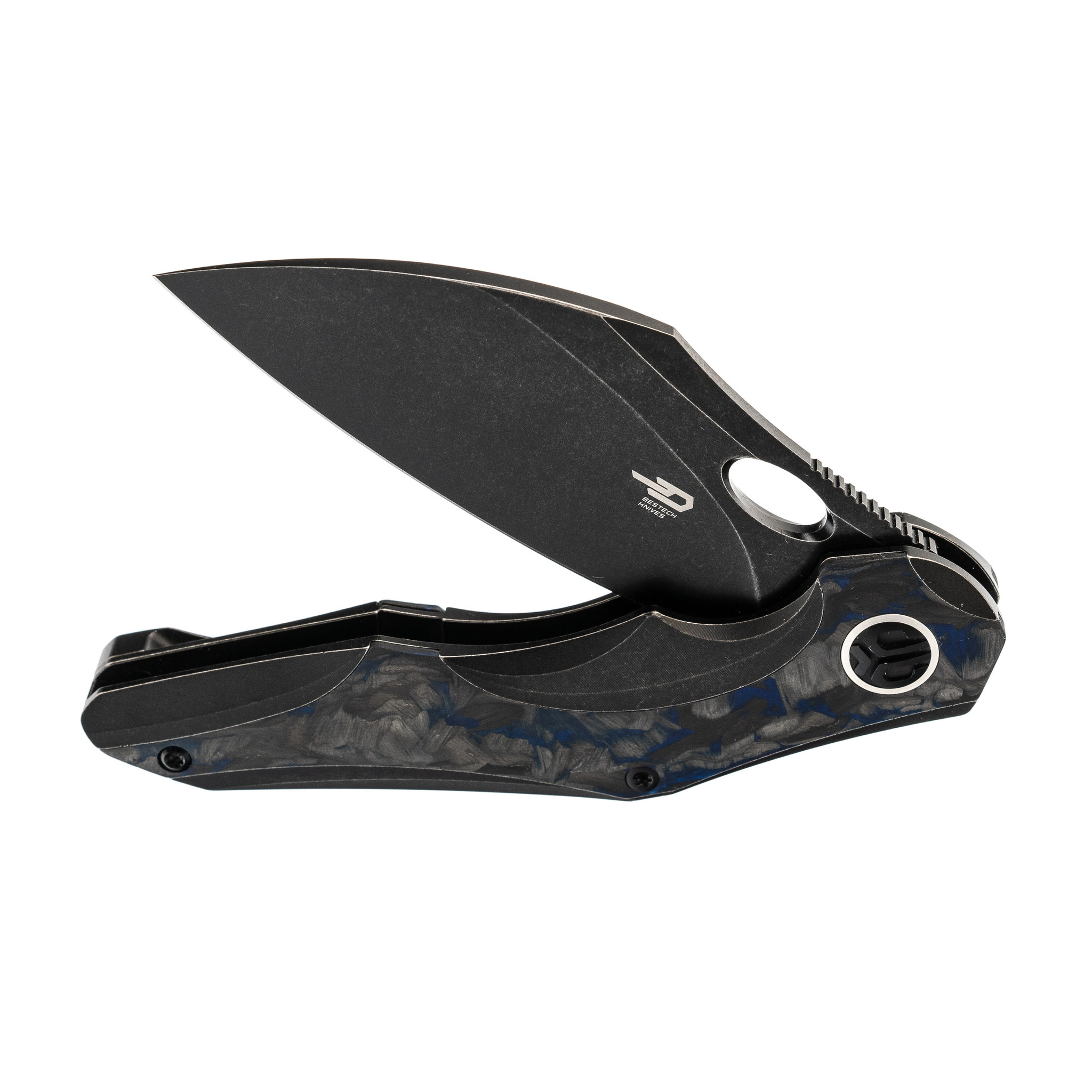 Складной нож Bestech Nogard, сталь M390, Titanium Black/Blue Carbon - фото 6