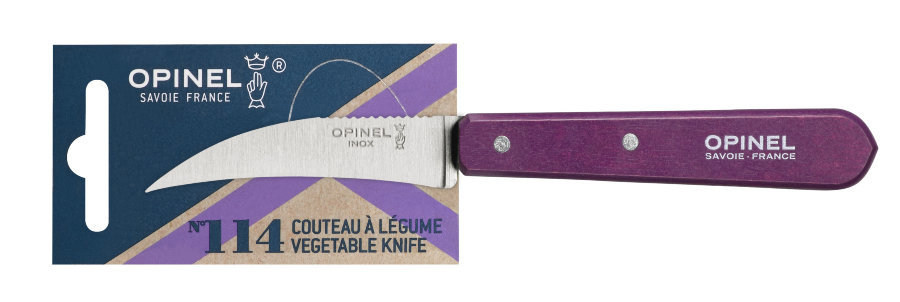 Нож для чистки овощей Opinel №114, деревянная рукоять, нержавеющая сталь, сливовый - фото 2