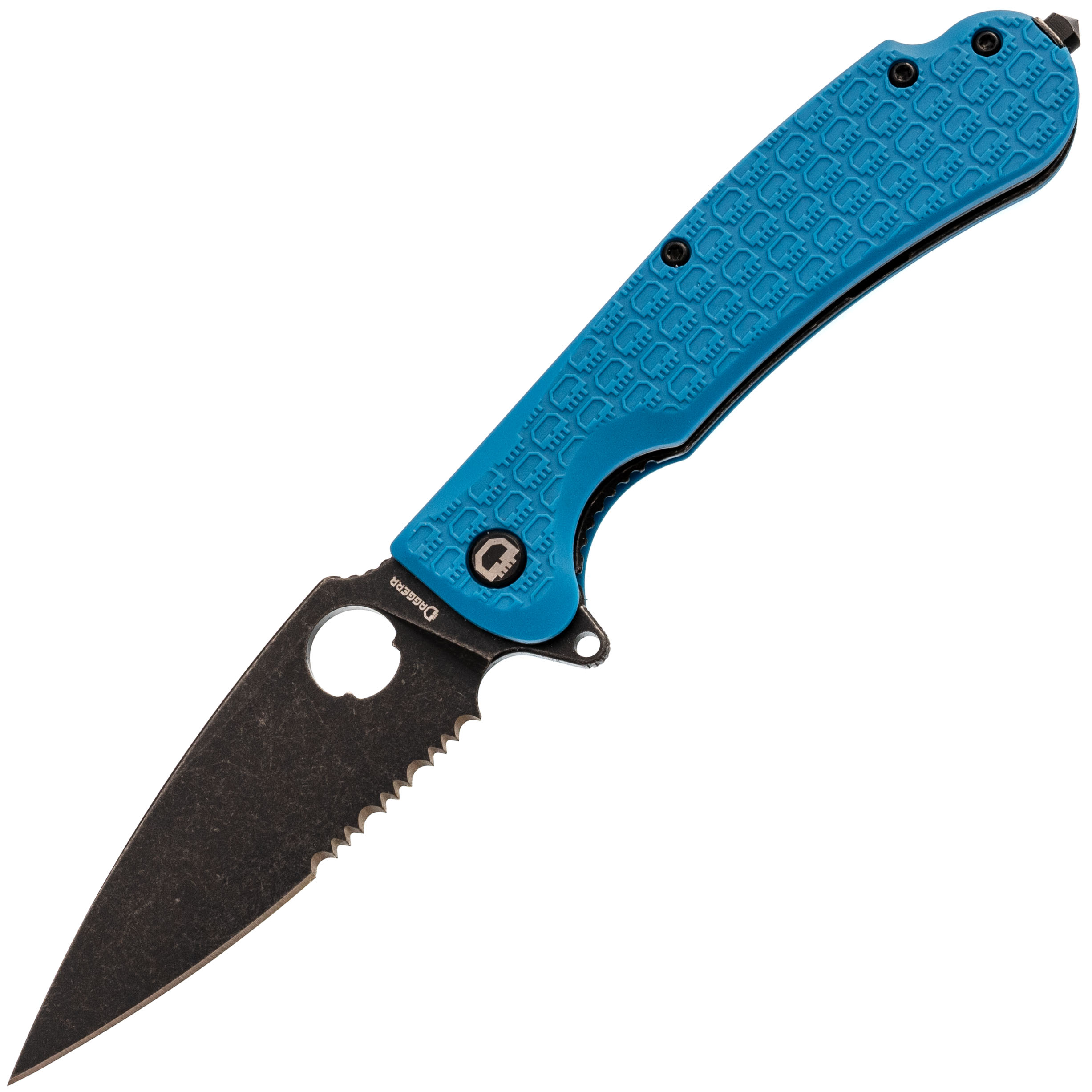 Складной нож Daggerr Resident Blue BW Serrated, сталь 8Cr14MoV, рукоять FRN пластиковый стул woodville fold складной blue