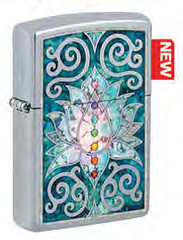 Фото Зажигалка ZIPPO Lotus Flower с покрытием High Polish Chrome, латунь/сталь, серебристая