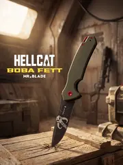 Фото Складной нож Mr.Blade Hellcat Mandalorian blackwash, сталь VG-10, рукоять Olive G10