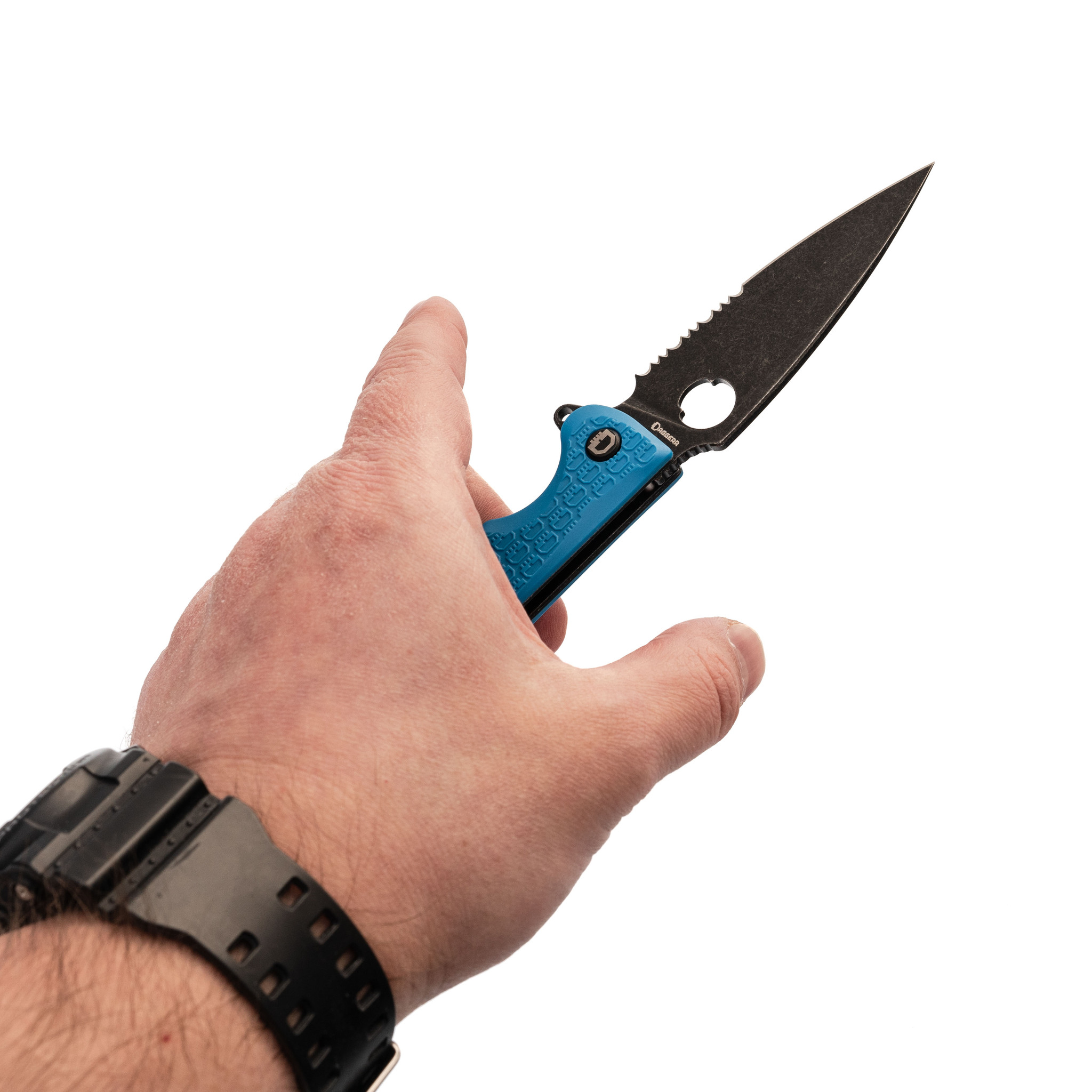 Складной нож Daggerr Resident Blue BW Serrated, сталь 8Cr14MoV, рукоять FRN - фото 8