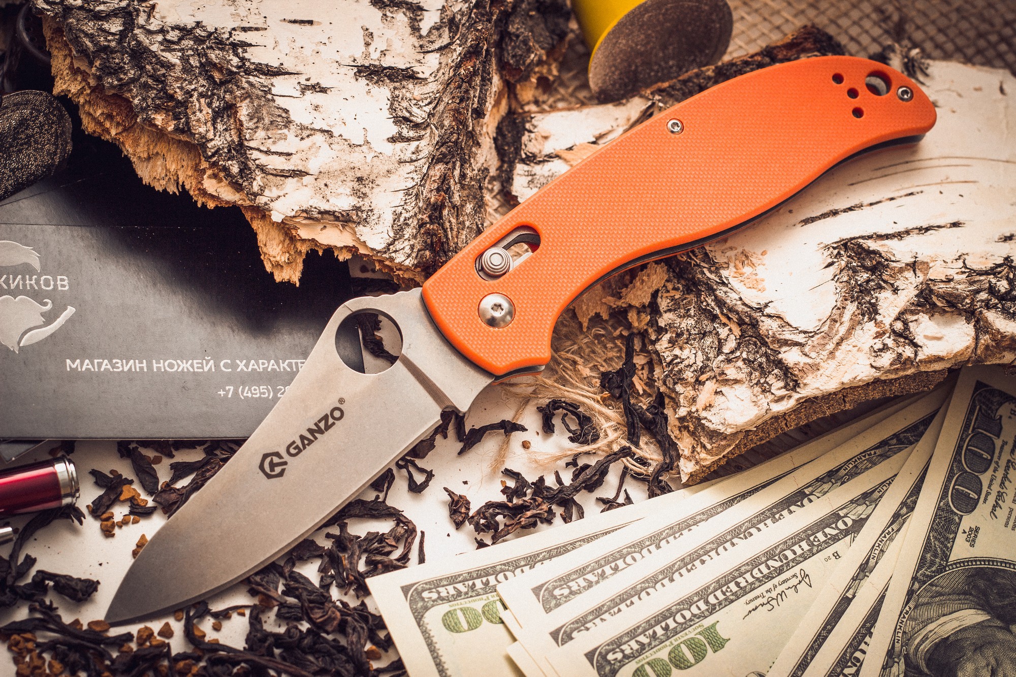 фото Складной нож ganzo g733, оранжевый