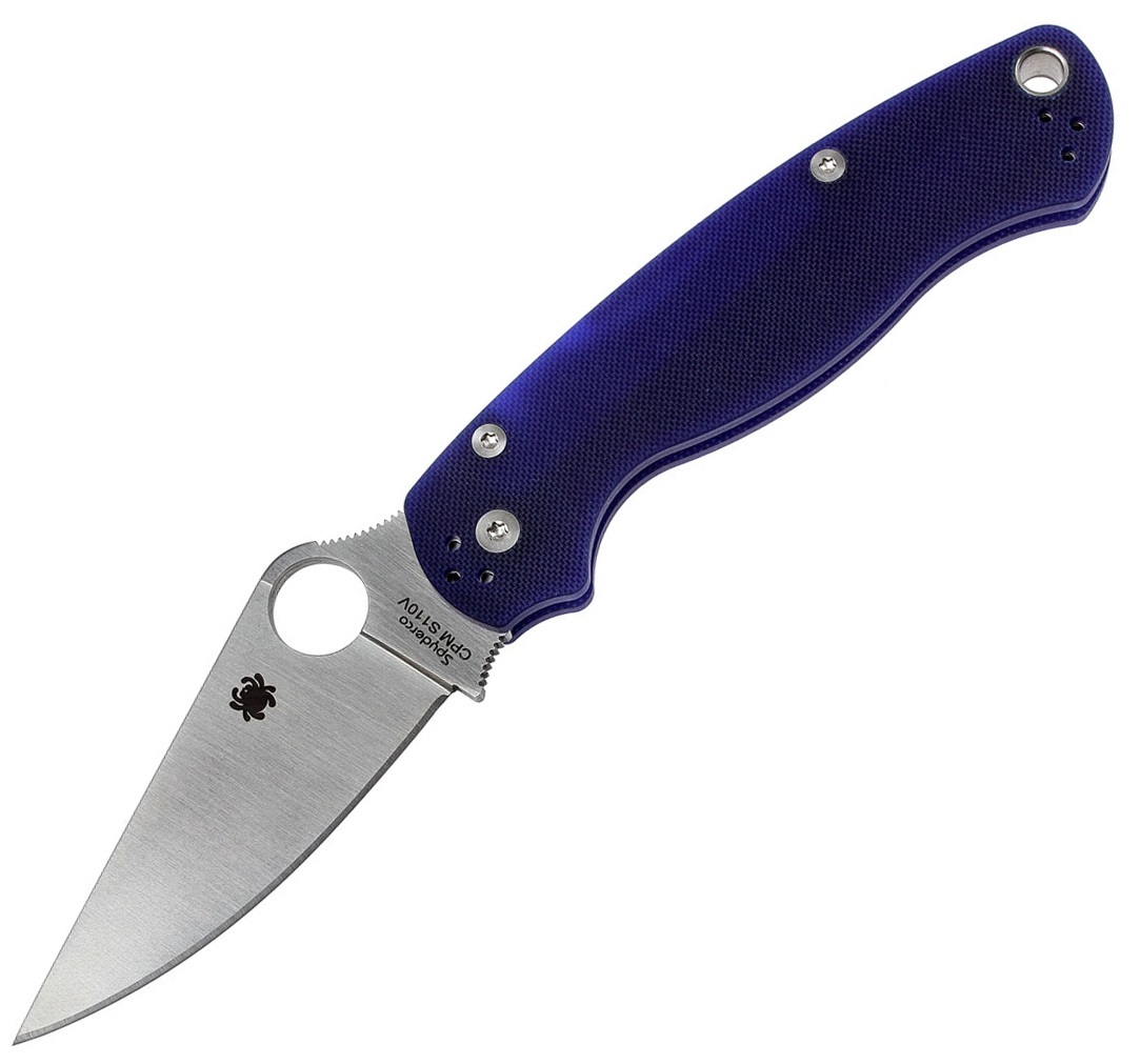 Нож складной Para Military 2 Dark Blue - Spyderco 81GPDBL2, сталь CPM® S110V™ Satin Plain, рукоять стеклотекстолит G10, синий