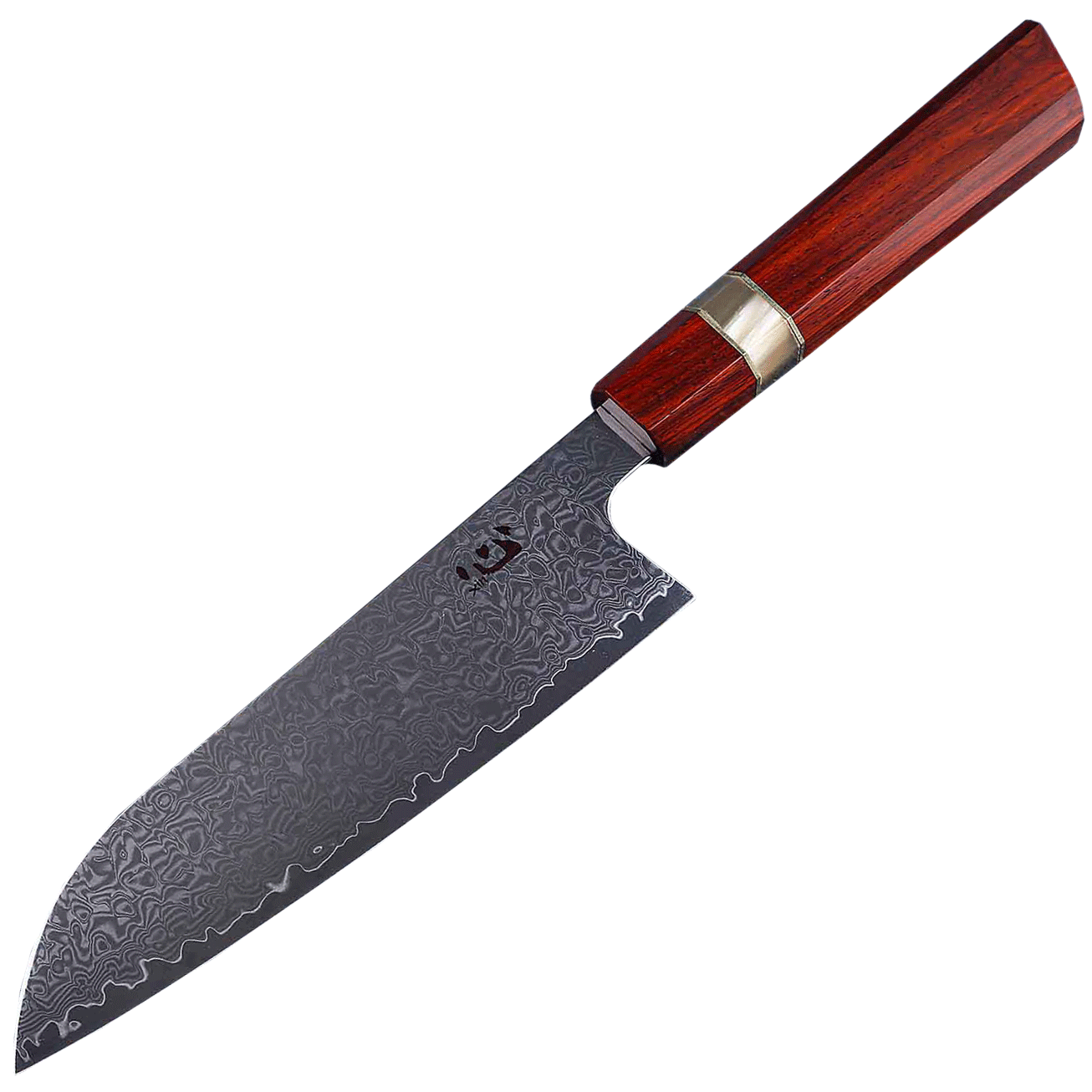 Нож кухонный Xin Cutlery Santoku XC122 193мм, сталь VG-10, рукоять дерево палисандр - фото 1