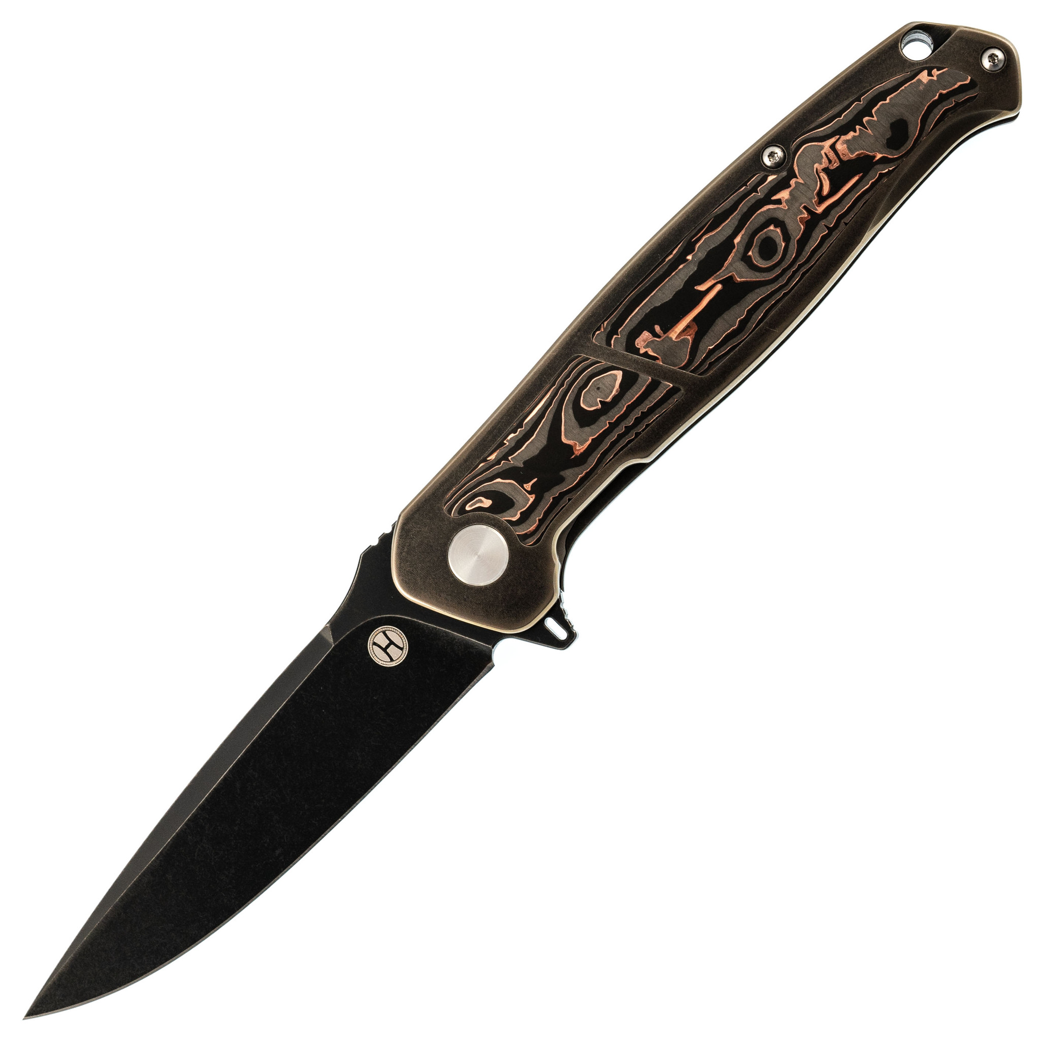 Складной нож Honor Caesar Elite Black, bronze, рукоять титан и карбон, сталь S35VN
