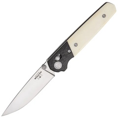 Фото Складной нож Bear & Son Cutlery Lawman, сталь D2, рукоять кость/карбон, белый