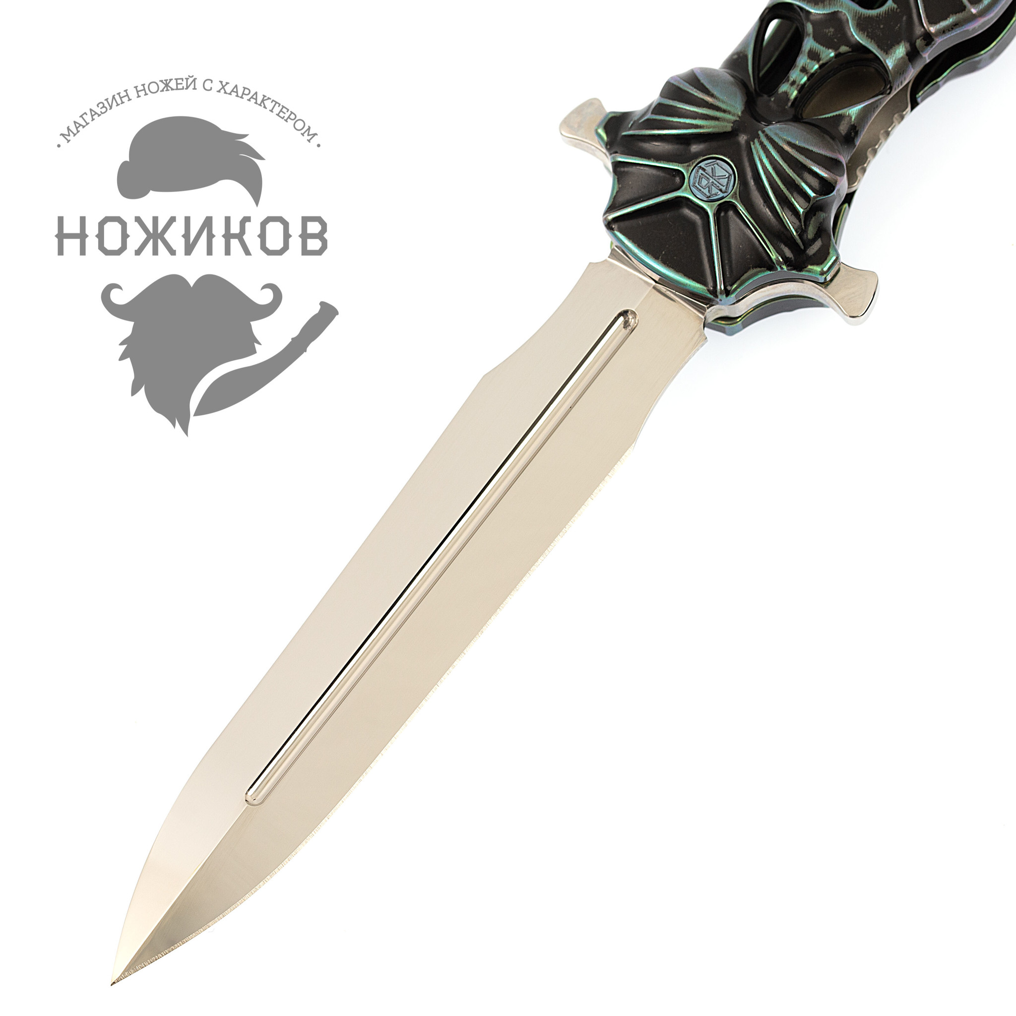 Складной нож Amulet Rikeknife, сталь M390, черно-зеленый титан - фото 4