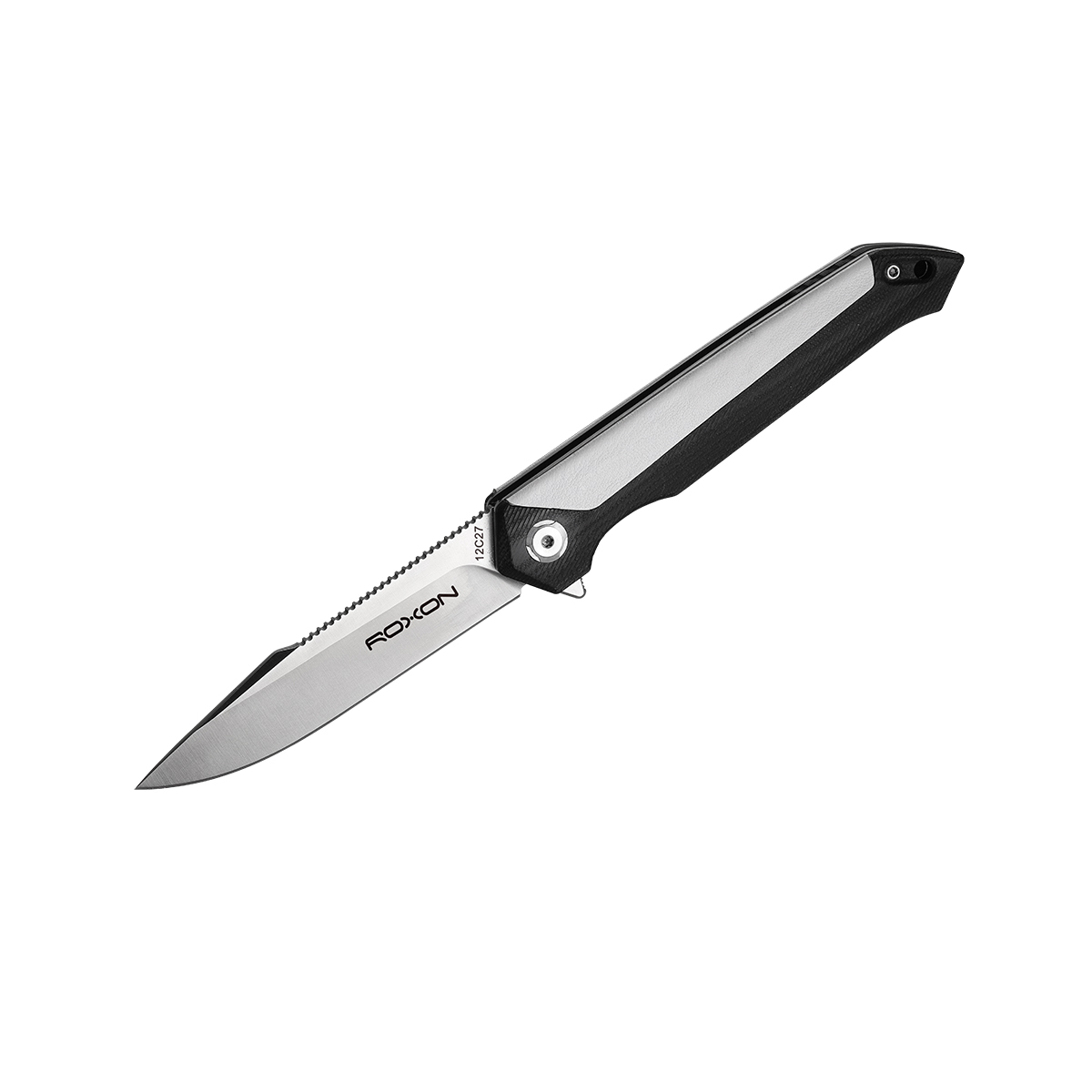 Складной нож Roxon K3, сталь sandvik 12C27, рукоять G10/кожа, белый