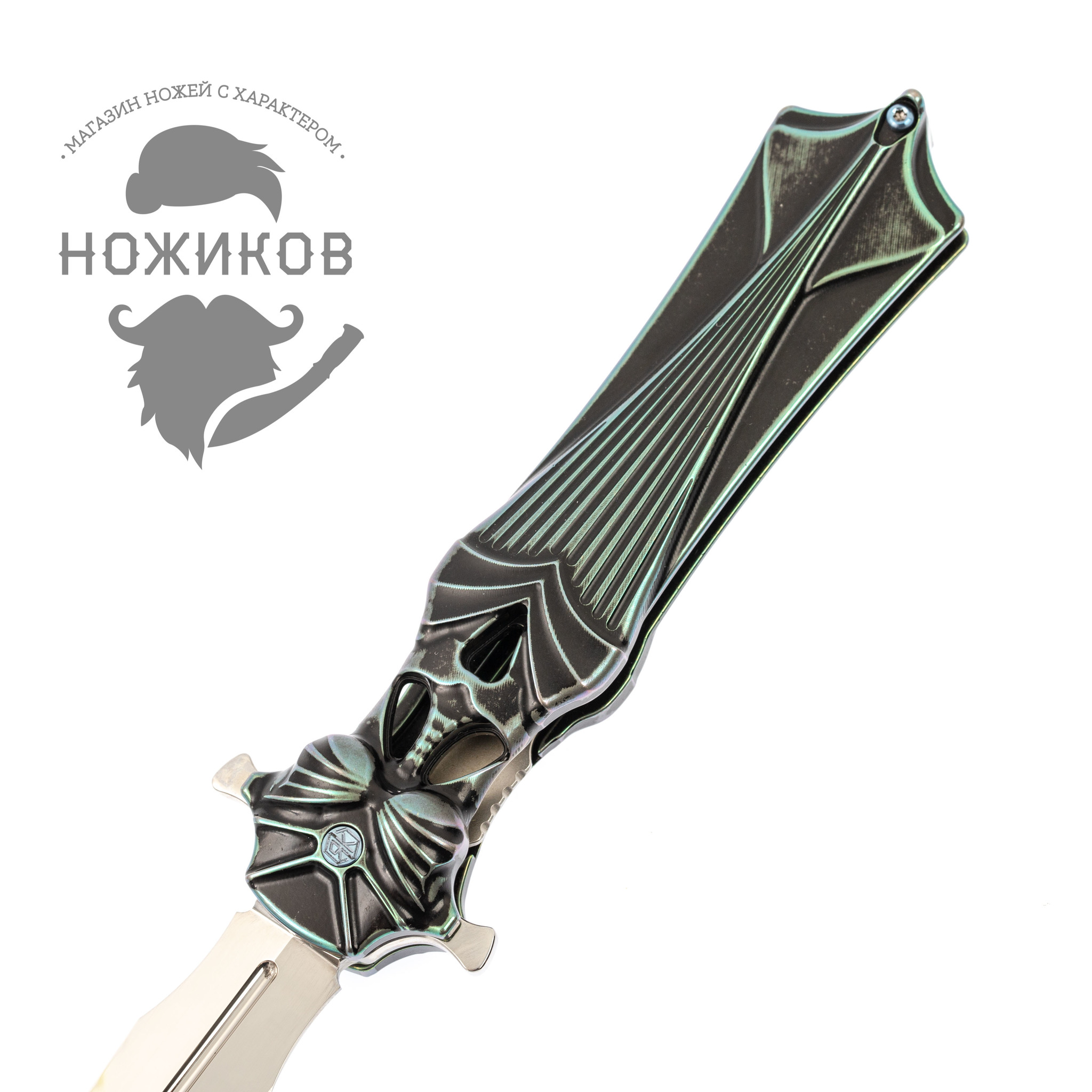 Складной нож Amulet Rikeknife, сталь M390, черно-зеленый титан - фото 5