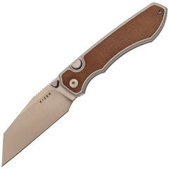 Фото Складной нож Kizer Wharning, сталь S45VN, рукоять алюминий/микарта, коричневый