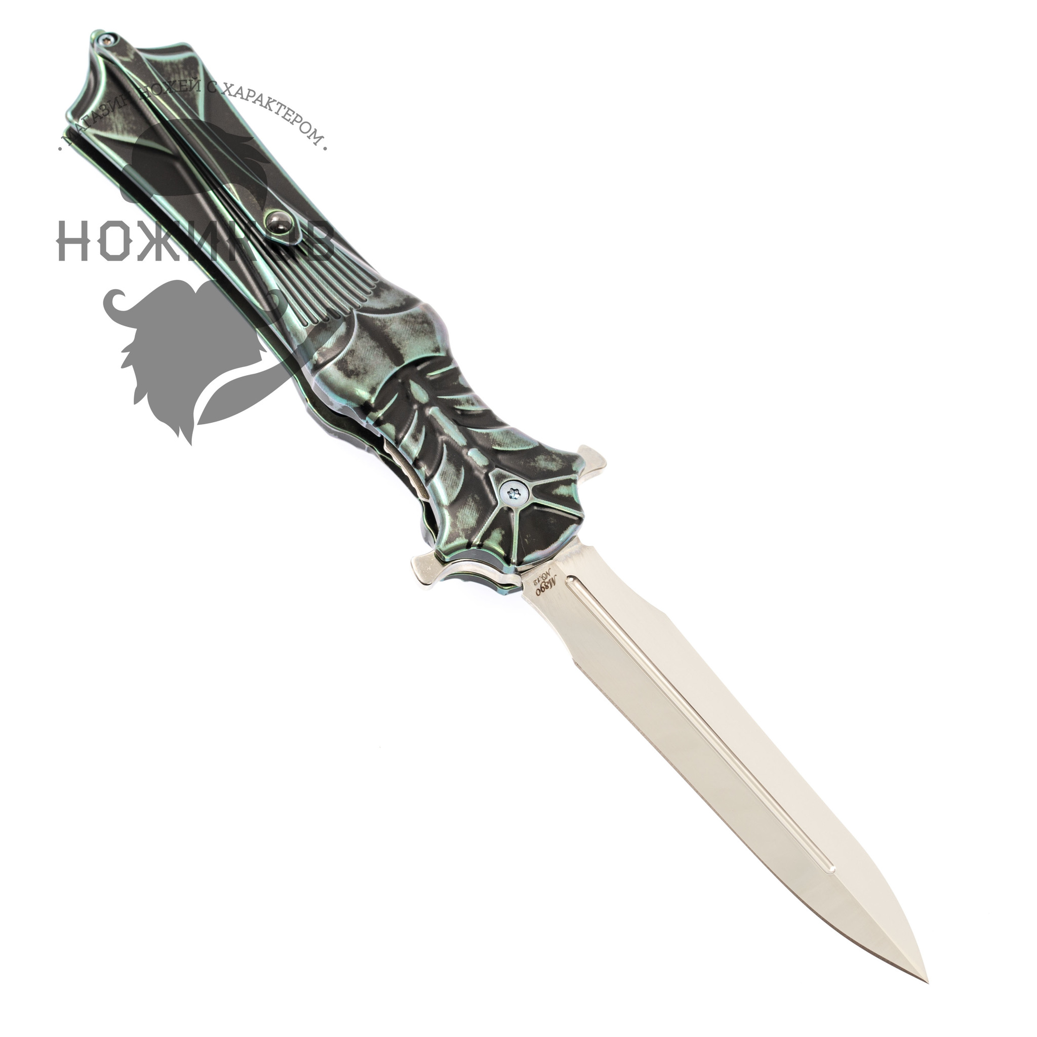 Складной нож Amulet Rikeknife, сталь M390, черно-зеленый титан - фото 2
