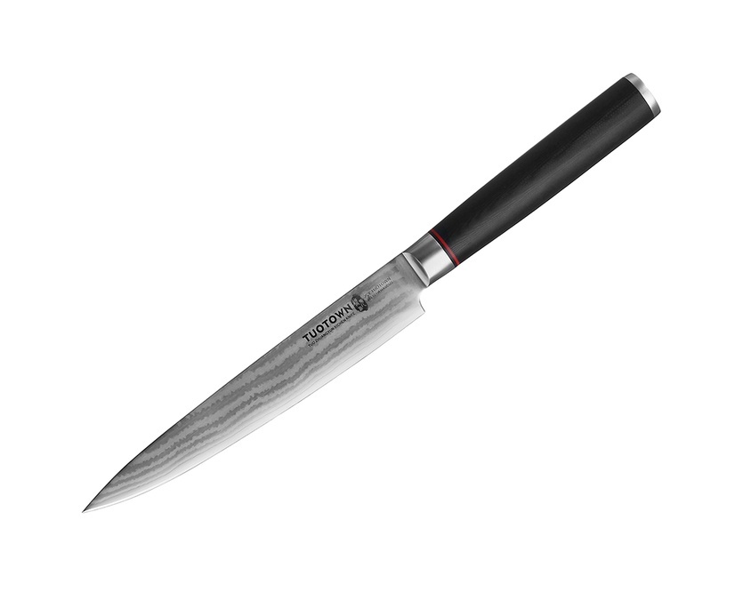Кухонный нож универсальный, сталь VG-10, обкладка damascus, G10