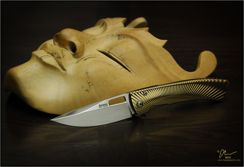 фото Нож складной lionsteel ts1 bs, сталь m390, рукоять титан, бронзовый lion steel