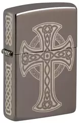 Фото Зажигалка ZIPPO Celtic Cross Design с покрытием Black Ice®, латунь/сталь, черная