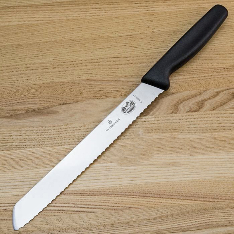 Кухонный хлебный нож Victorinox, сталь X50CrMoV15, рукоять матовый полипропилен, черный от Ножиков