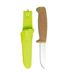 Фото Нож с фиксированным лезвием Morakniv Floating Knife (S) Lime, сталь Sandvik 12C27, пробковая ручка