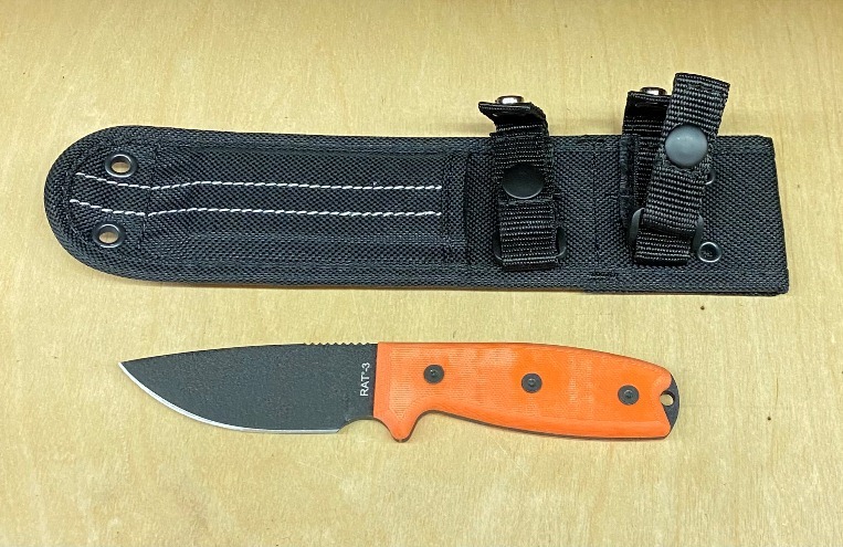 Нож RAT-3 Hunter BW, сталь D2, рукоять микарта, оранжевый